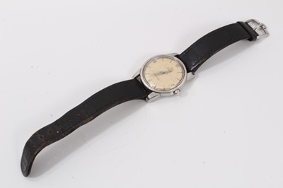 Lot 734 - 1960s Gentleman's Omega automatic Seamaster wristwatch in steel case , dagger hands and centre seconds on leather strap with original Omega steel buckle 34 mm