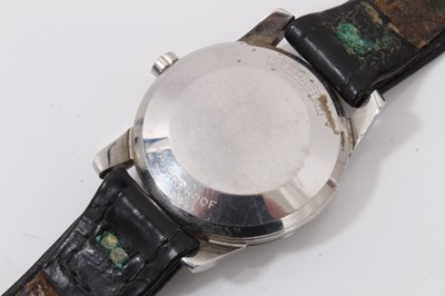 Lot 734 - 1960s Gentleman's Omega automatic Seamaster wristwatch in steel case , dagger hands and centre seconds on leather strap with original Omega steel buckle 34 mm