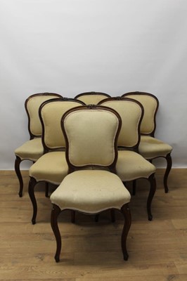 Lot 1034 - Set of six late 19th / early 20th century French carved rosewood chairs.