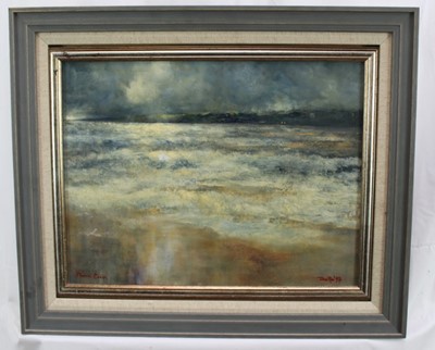 Lot 1129 - Dave Ross oil on board seascape- Mersea, Essex, signed and dated '97, framed