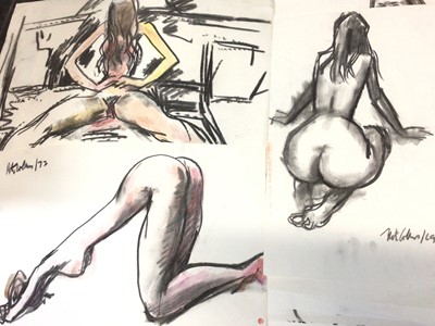 Lot 196 - Peter Collins (1923- 2001) folio of charcoal female nude sketches and portraits (32