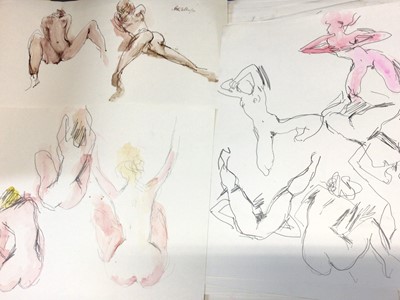 Lot 199 - Peter Collins (1923- 2001) folio of pencil, pen and ink wash female nude sketches (32)