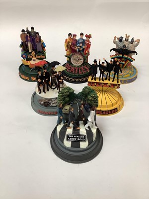 Lot 2504 - Complete collection of six limited edition Franklin Mint Beatles collectors ornaments in glass domes