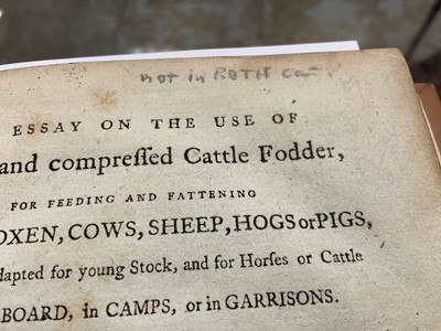 Lot 694 - Lawson S. - An Essay on the use of Mixed and Compressed Cattle Fodder, for Feeding and Fattening Horses, Oxen, Cows, Sheep, Hogs or Pigs, particularly adapted for young stock and for horses or catt...