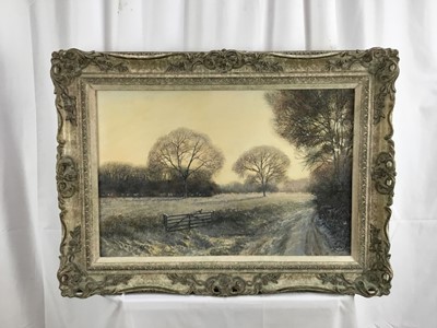 Lot 1160 - *Clive Madgwick - Acrylic on canvas, Winter scene, Suffolk