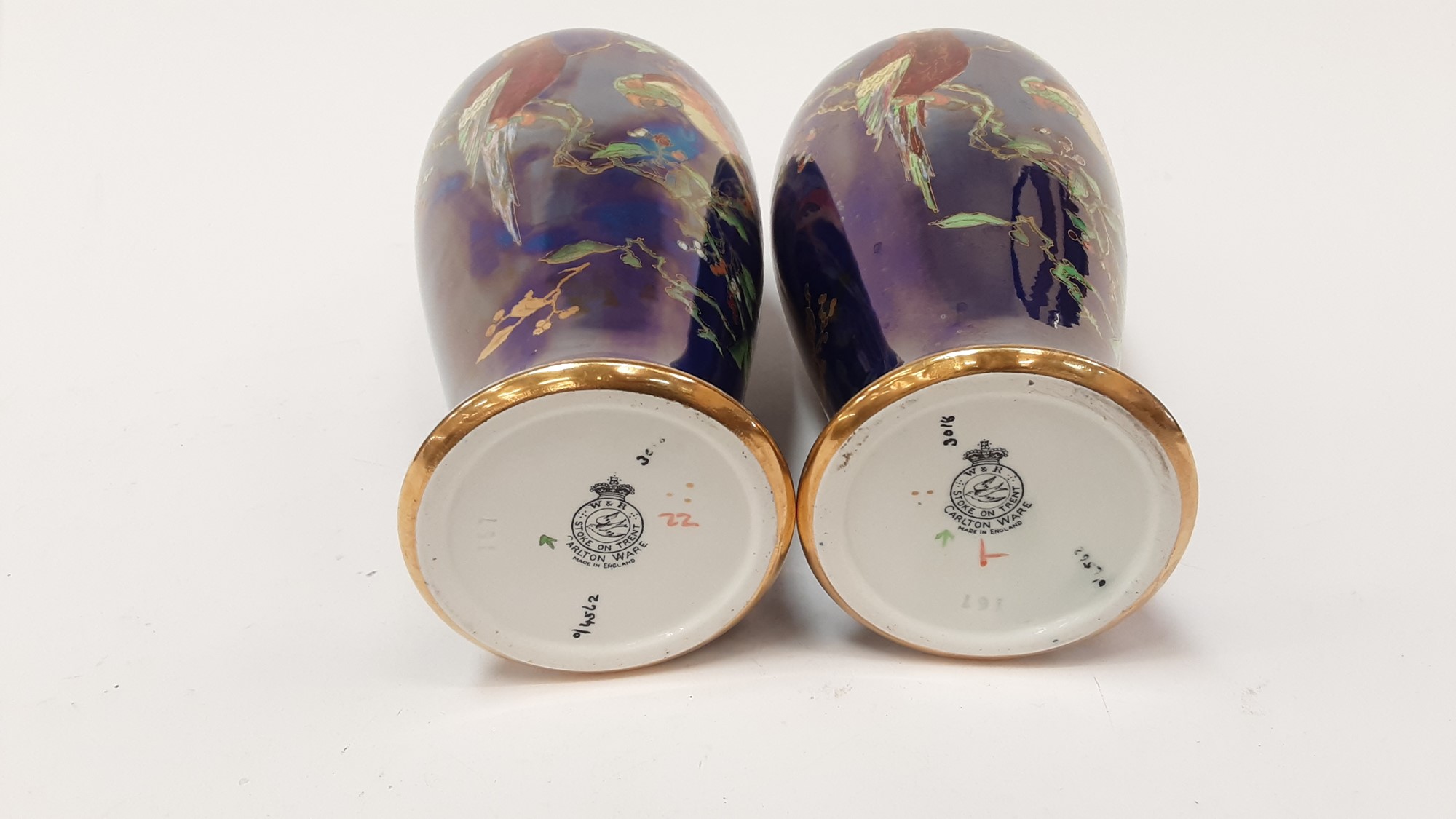 Lot 1124 - Pair Of Carlton Ware Lustre Vases Decorated