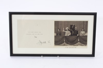 Lot 170 - H.M. Queen Elizabeth (later The Queen Mother) signed 1945 Christmas card with gilt embossed crown to cover and photograph of The Royal Family on the balcony of Buckingham Palace on V-E Day, Tuesday...