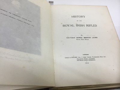 Lot 1785 - History of the Royal Irish Rifles, by Lt. Col. George B. Laurie, published 1944, limited edition no 63 of 82 copies - with coloured plates, 24 half tone and black and white illustrations, and 15 fo...