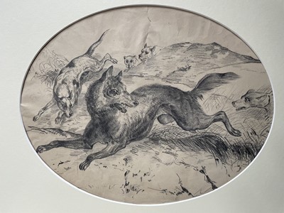 Lot 975 - Three framed drawings after Landseer