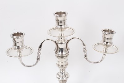 Lot 164 - Pair of contemporary silver three branch candelabrum