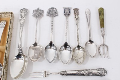 Lot 165 - Group of silver souvenir teaspoons, other silver spoons etc