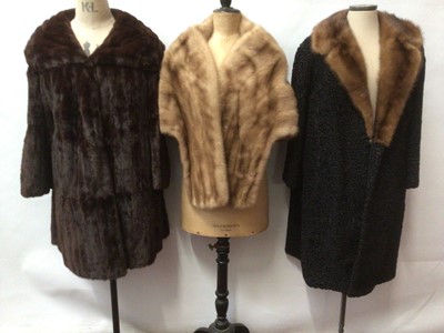 Lot 2215 - Two  fur coats and 1960's Blonde Mink Wrap