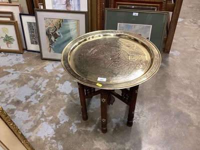 Lot 883 - North African brass topped folding occasional table