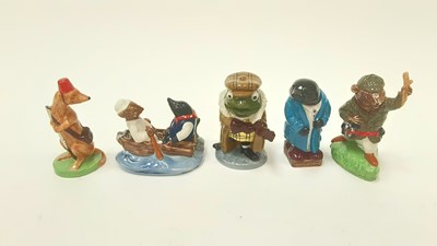 Lot 1145 - Set of five Wade Wind in the Willows figures - Toad, Rattie, Mole, Weasel and Rattie and Mole in a boat, all boxed