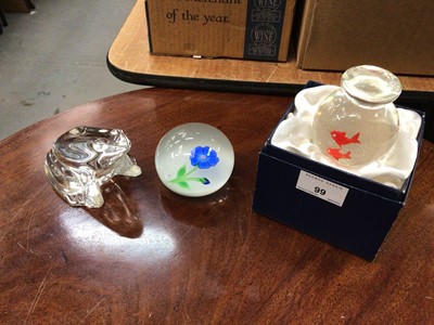 Lot 99 - Baccarat frog paperweight, another Baccarat 1977 paperweight and one other (3)