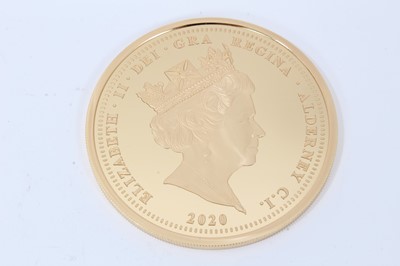 Lot 439 - Alderney - The Hattons of London - 'VE Day 75th Anniversary Gold Sovereign definitive seven coin proof set' 2020 to include Fifty Pounds (5oz), Twenty Pounds (2.5oz), Five Pounds (40gm), Double Sov...