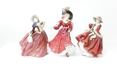 Lot 1171 - Three Royal Doulton figures - Patricia HN3365, Autumn Breezes HN1939 and Top O' The Hill HN1834