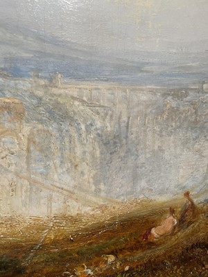 Lot 1093 - After Joseph Mallord William Turner (1775-1851), 19th century oil on canvas - The Golden Bough, 81cm x 121.5cm, in fine gilt frame.