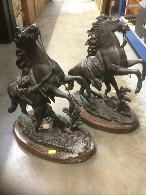 Lot 468 - Pair of antique bronze Marley Horses