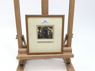 Lot 138 - Edgar Owen Jennings (1899-1985) wood engraving - Flower stall, pencil signed and dated 'E.S.J.1965', with a dedication below, image 7.5cm x 6cm, in glazed frame