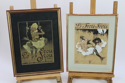 Lot 222 - Raphael Kirchner (1876-1917) - two original lithographic covers for 'Le Frou-Frou' magazine, Paris, 1907, both 21cm x 27.5cm in glazed frames.