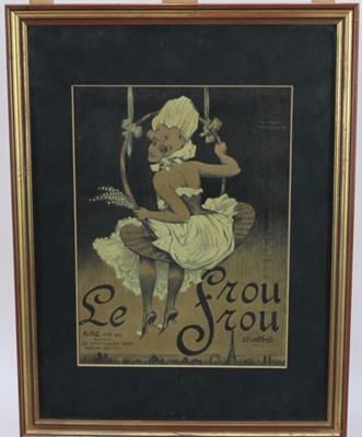 Lot 139 - Raphael Kirchner (1876-1917) - two original lithographic covers for 'Le Frou-Frou' magazine, Paris, 1907, both 21cm x 27.5cm in glazed frames.