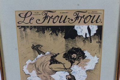 Lot 139 - Raphael Kirchner (1876-1917) - two original lithographic covers for 'Le Frou-Frou' magazine, Paris, 1907, both 21cm x 27.5cm in glazed frames.