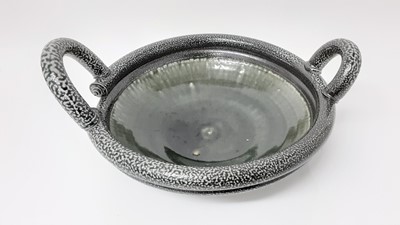 Lot 1189 - Walter Keeler studio pottery salt glazed two handled bowl, 38cm diameter, 16.5cm high