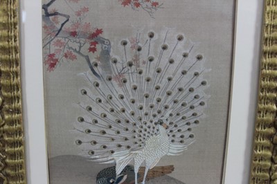 Lot 143 - After Maruyama Okyo, print - peacocks, image 19cm x 29cm in glazed frame.
