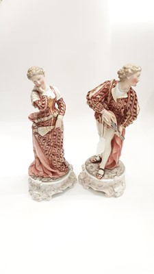 Lot 1263 - Pair good quality Late 19th century German porcelain romantic figures