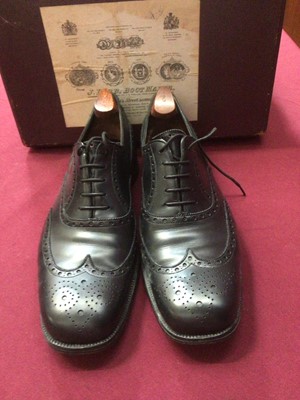 Lot 2164 - A pair of Vintage John Lobb Black Leather 'Brogue' Shoes in original box.