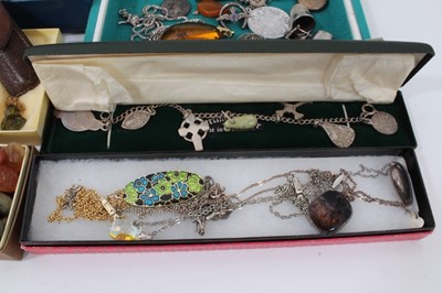 Lot 8 - Collection of vintage and costume jewellery to include silver charm bracelets