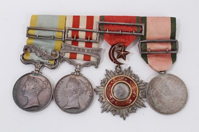 Lot 773 - Fine Victorian medal group comprising Crimea medal with Sebastopol clasp named to Capt. C. P. Rosser.