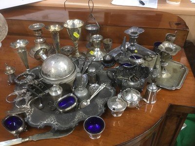 Lot 733 - Various silver cruets and other silver and plate