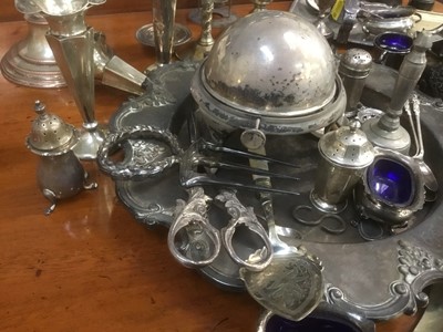 Lot 733 - Various silver cruets and other silver and plate