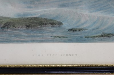 Lot 184 - Jean le Capelain 19th century lithographic print - 'Hermitage Jersey', printed by Day & Son circa 1847, 54cm x 37.5cm in glazed Hogarth frame.