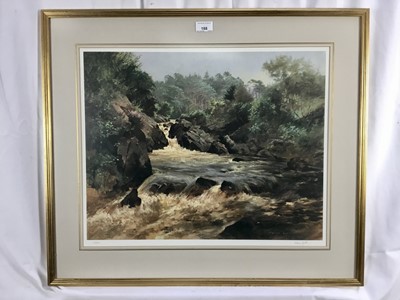 Lot 345 - William Garfit (b.1944) signed limited edition print - Rushing River, 113/500, 46cm x 56cm, in glazed gilt frame