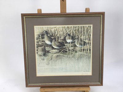 Lot 191 - Andrew Stock, set of four signed limited edition coloured print - GameBids and Wildfowl, 401/850, 30cm x 33cm, in glazed frames