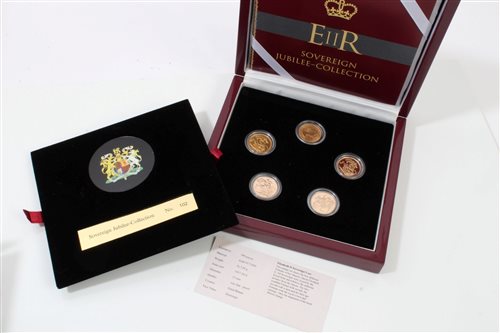 Lot 153 - G.B. Windsor Mint gold Five Coin Sovereign Set...