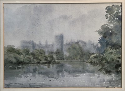 Lot 239 - Arthur Victor Coverley-Price (1901-1988) watercolour - Buckingham Palace from St James's Park, signed and dated 1948, 25cm x 34cm, in glazed gilt frame