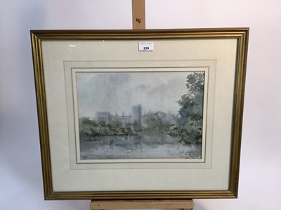 Lot 239 - Arthur Victor Coverley-Price (1901-1988) watercolour - Buckingham Palace from St James's Park, signed and dated 1948, 25cm x 34cm, in glazed gilt frame