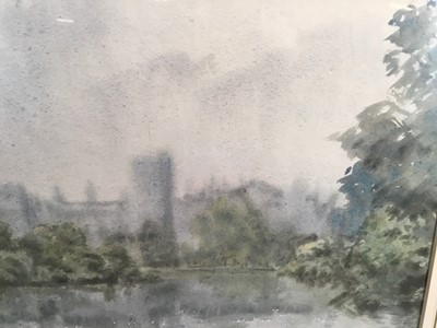 Lot 239 - Arthur Victor Coverley-Price (1901-1988) watercolour - Buckingham Palace from St James's Park, signed and dated 1948, 25cm x 34cm, in glazed gilt frame