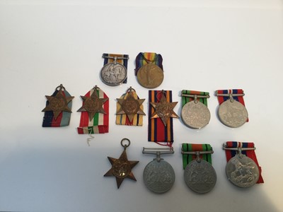 Lot 704 - First World War pair comprising War and Victory medals named to 5347 PTE. G. W. Wright. S. Staff. R. together with Second World War campaign medals comprising 1939 - 1945 Star, Italy Star, Atlantic...