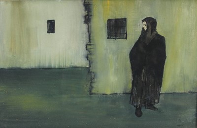 Lot 227 - Pierre Lafillé (1938-2011) watercolour - lone figure, 47cm x 31cm, in glazed frame.