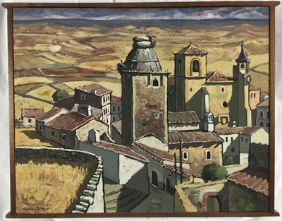 Lot 327 - Victoriano Martínez Terrón (Spanish, 20th Century), oil painting - Trujillo, 78cm x 63cm signed and dated ‘67