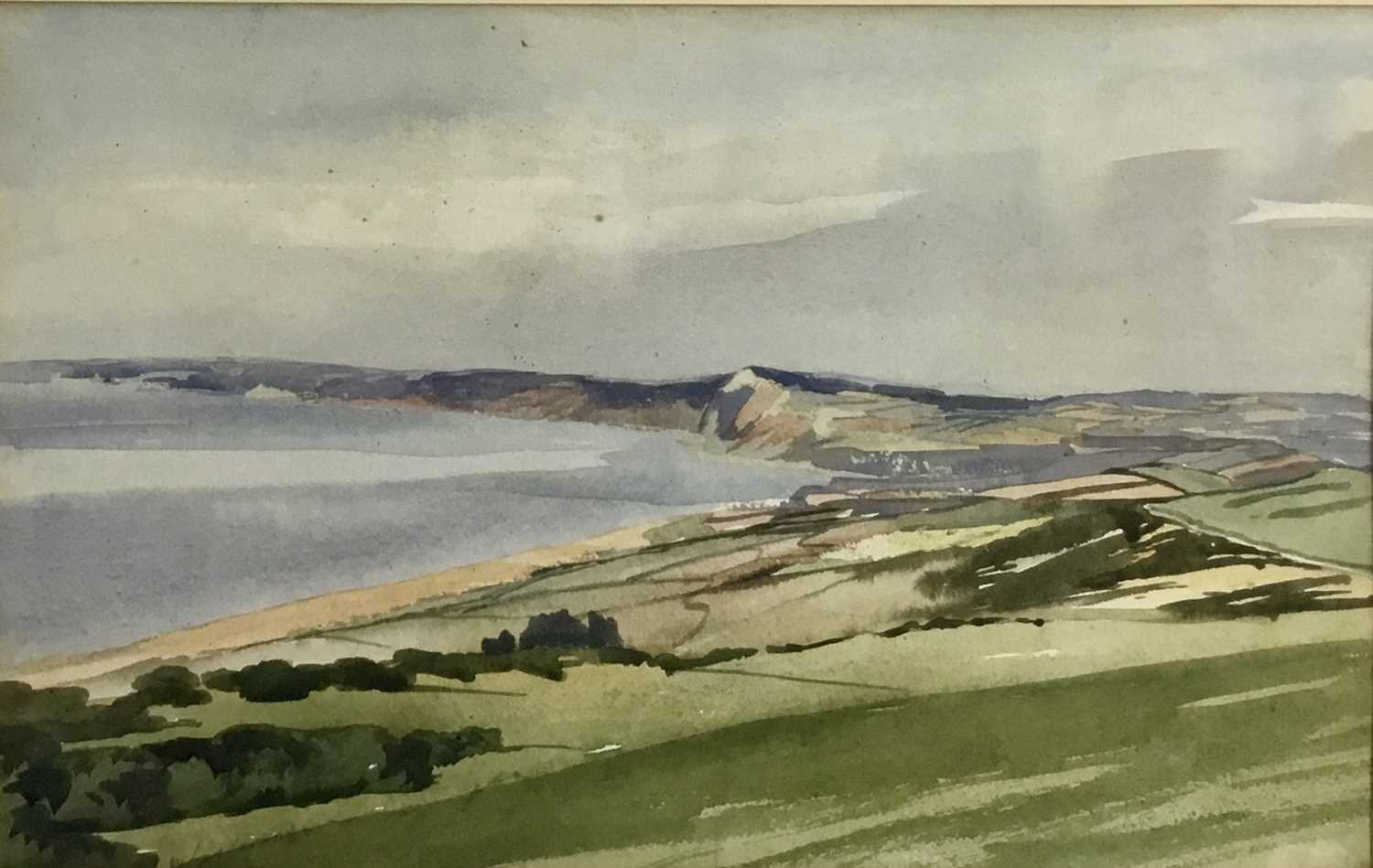 Lot 279 - Liz Deakin (contemporary) watercolour, Coastal landscape, signed, 30 x 48cm, together with another by the same hand, both framed. (2)