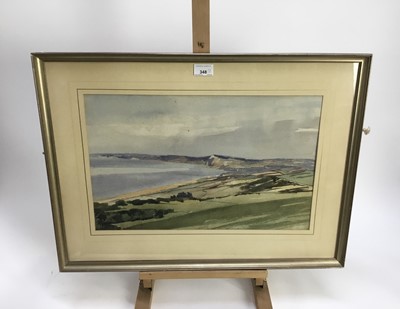 Lot 279 - Liz Deakin (contemporary) watercolour, Coastal landscape, signed, 30 x 48cm, together with another by the same hand, both framed. (2)