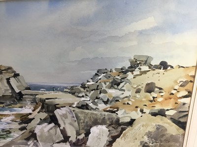 Lot 279 - Liz Deakin (contemporary) watercolour, Coastal landscape, signed, 30 x 48cm, together with another by the same hand, both framed. (2)