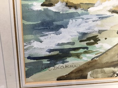Lot 279 - Liz Deakin (contemporary) watercolour, Coastal landscape, signed, 30 x 48cm, together with another by the same hand, both framed. (2)