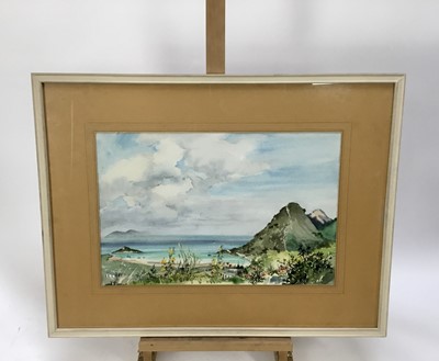 Lot 349 - Liz Deakin (contemporary) three watercolours - Mediterranean scenes, 32 x 45cm together with a watercolour of Christmas Roses by another hand. (4)